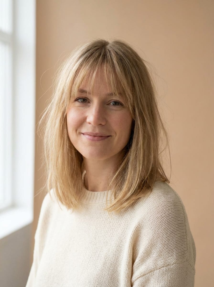 Mittellange Frisur mit Pony für feines Haar - mittellange Frisur mit Pony